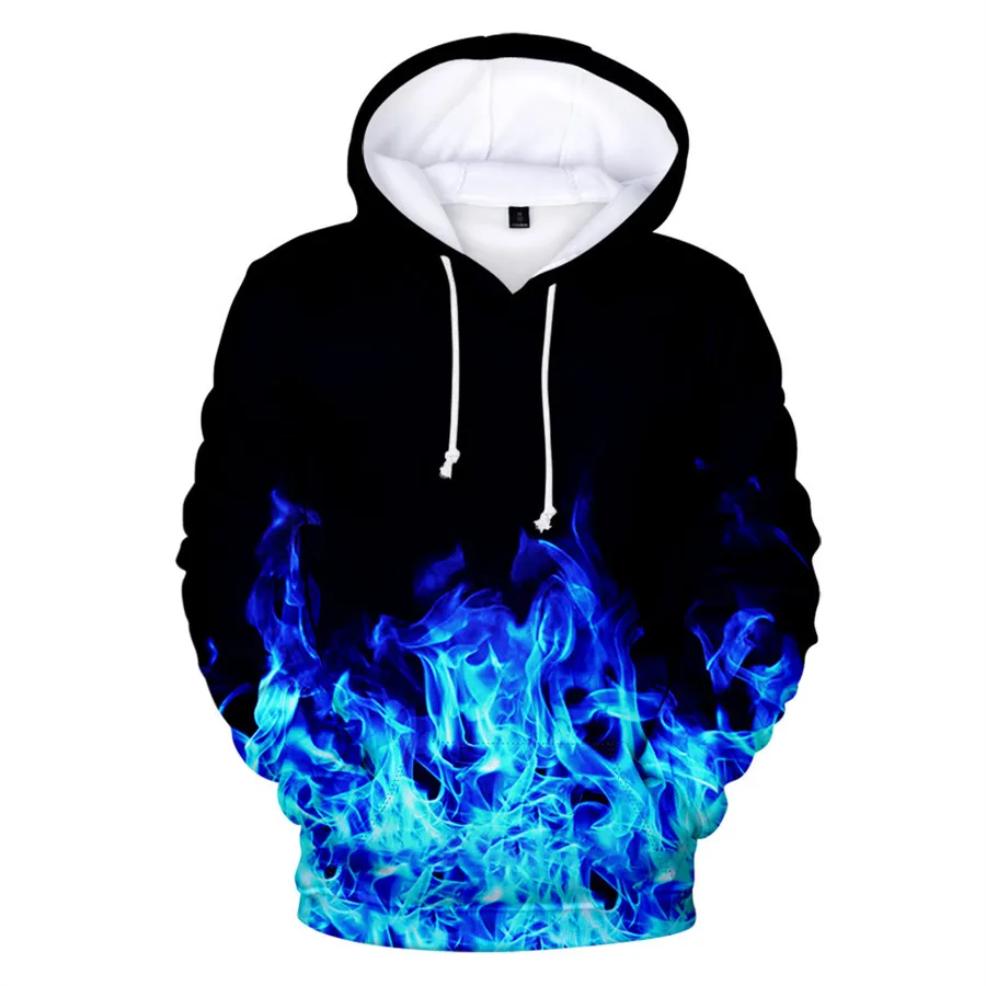 Homens e mulheres de impressão 3D colorido Flame Hoodie, camisola com capuz, jaqueta solta, casaco streetwear, outono, inverno, novo