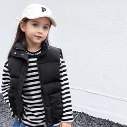 Winter Kinder Junge Mädchen Weste Mantel Kind Ärmellose Jacke Große Tasche Weste Oberbekleidung Verdicken Stehkragen Baby Kleidung A774