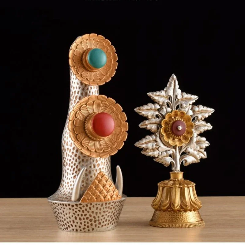 2pcs Chinese High-end Tibetan Silver Colored Painted Dorma Shizi, Butter, Flower and Fruit, Tantric Buddhist Temple Offering Set