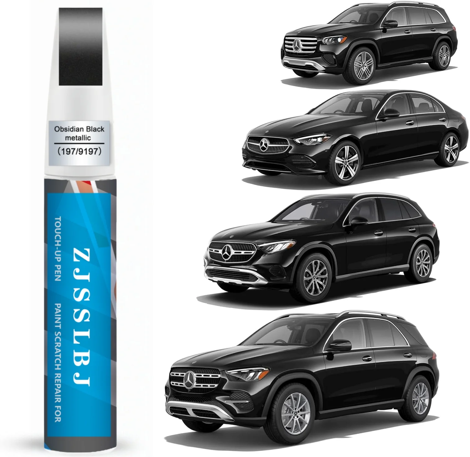 Car Touch Up Paint(Obsidian Black Metallic(197/9197)) for Mercedes-Benz, Car Paint Scratch Repair Kit, Quick & Easy Solution to