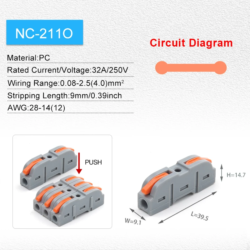 5PCS Hebel Schnelle Draht Anschlüsse Verbinden Elektrische Universal Spleißen Kompakte Inline Push-in Hause Terminals Block 412/413 SPL