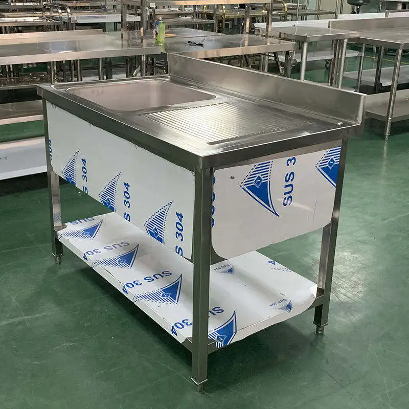 Luxury European Style Single Bowl Kitchen Sink Stainless Steel Hot Sale Table Sink for Hotels and Restaurants