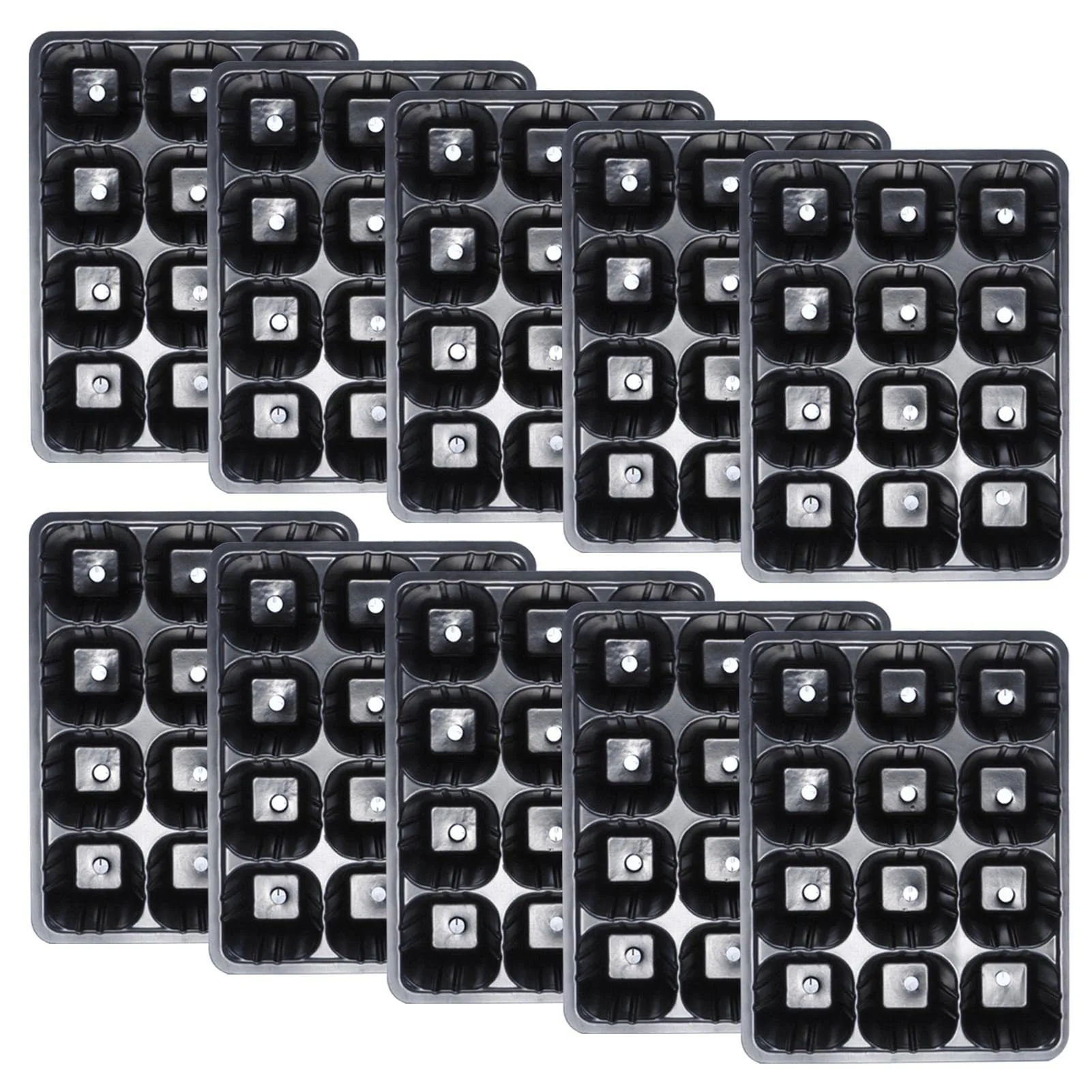 12 Hole Black Plastic Seedling Tray for Plants Nursery Garden Seed Starter Pots Planting Trays for Vegetables Flowers