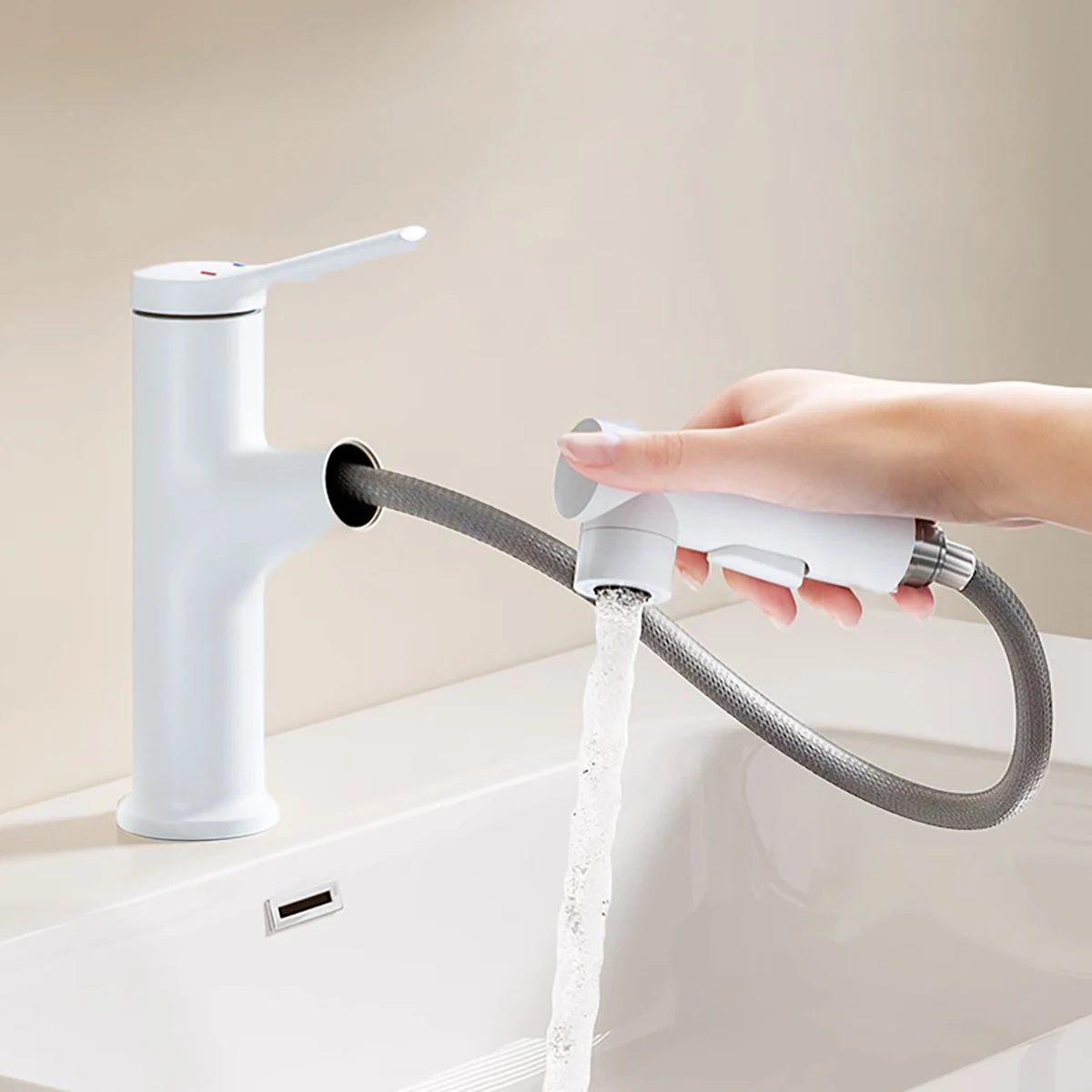 Hot and cold Water Faucet  Multifunctional Pull-out Basin Faucet Single Handle Sink Faucet Bathroom Accessories