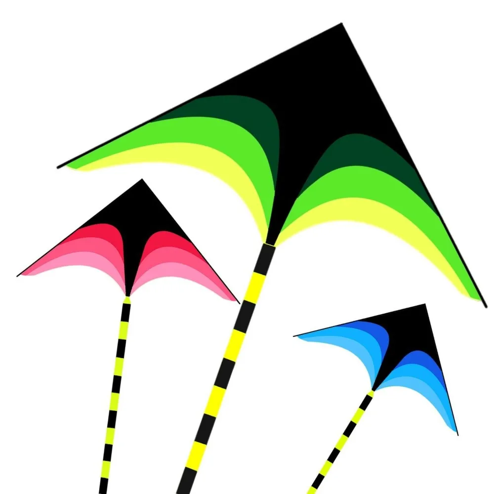 طائرة دلتا كبيرة جديدة سهلة الطيران بطول 1.6 متر مع خط طائرة ورقية 100 متر Ripstop قوس قزح طائرة ورقية طويلة الذيل طائرة ورقية طائرة جيدة للأطفال والكبار