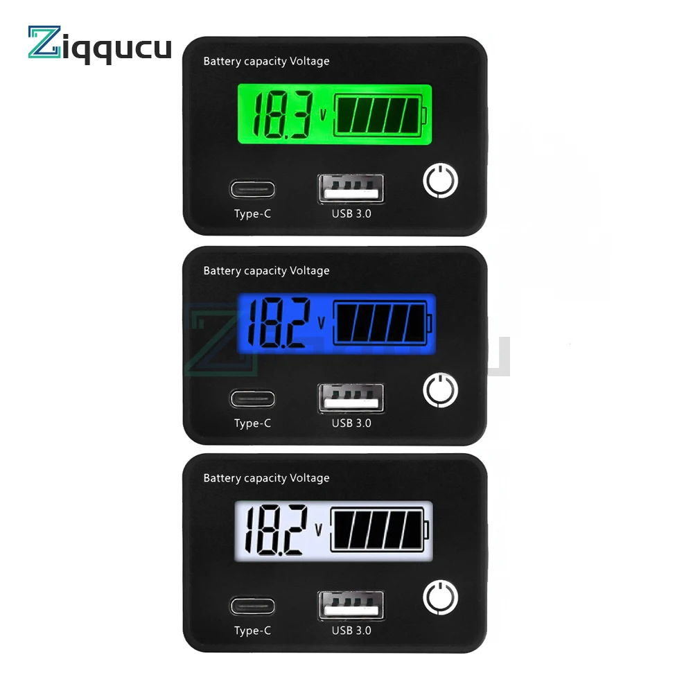 Battery Monitor DC8-30V Digital Battery Capacity Tester Voltage Temp Meter Gauge for 12V 24V Marine RV Battery