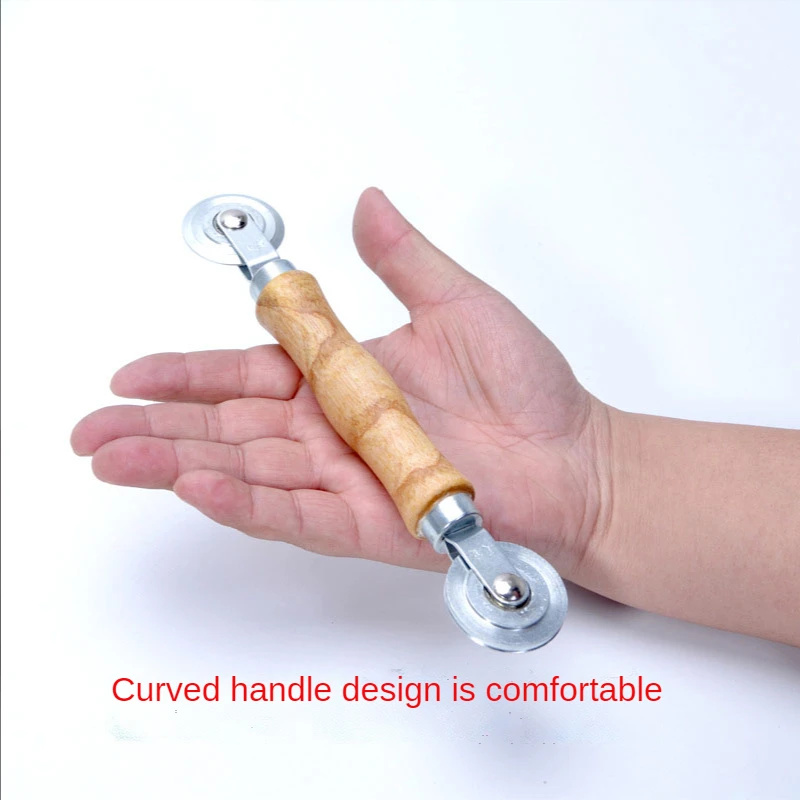 1 Piece of Wooden Handle Roller Tool Crimping Device for Installing Window Screen, Door, Screen, and Window Crimping Wheel