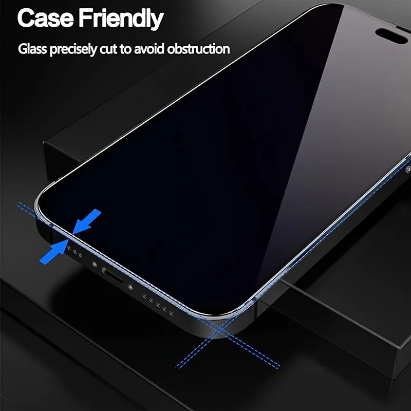 2Packs Privacy Screen Protector for iPhone 11 12 13 14 15 16 Pro Max XR XS Max Tempered Glass Case Friendly Scratch Resistant