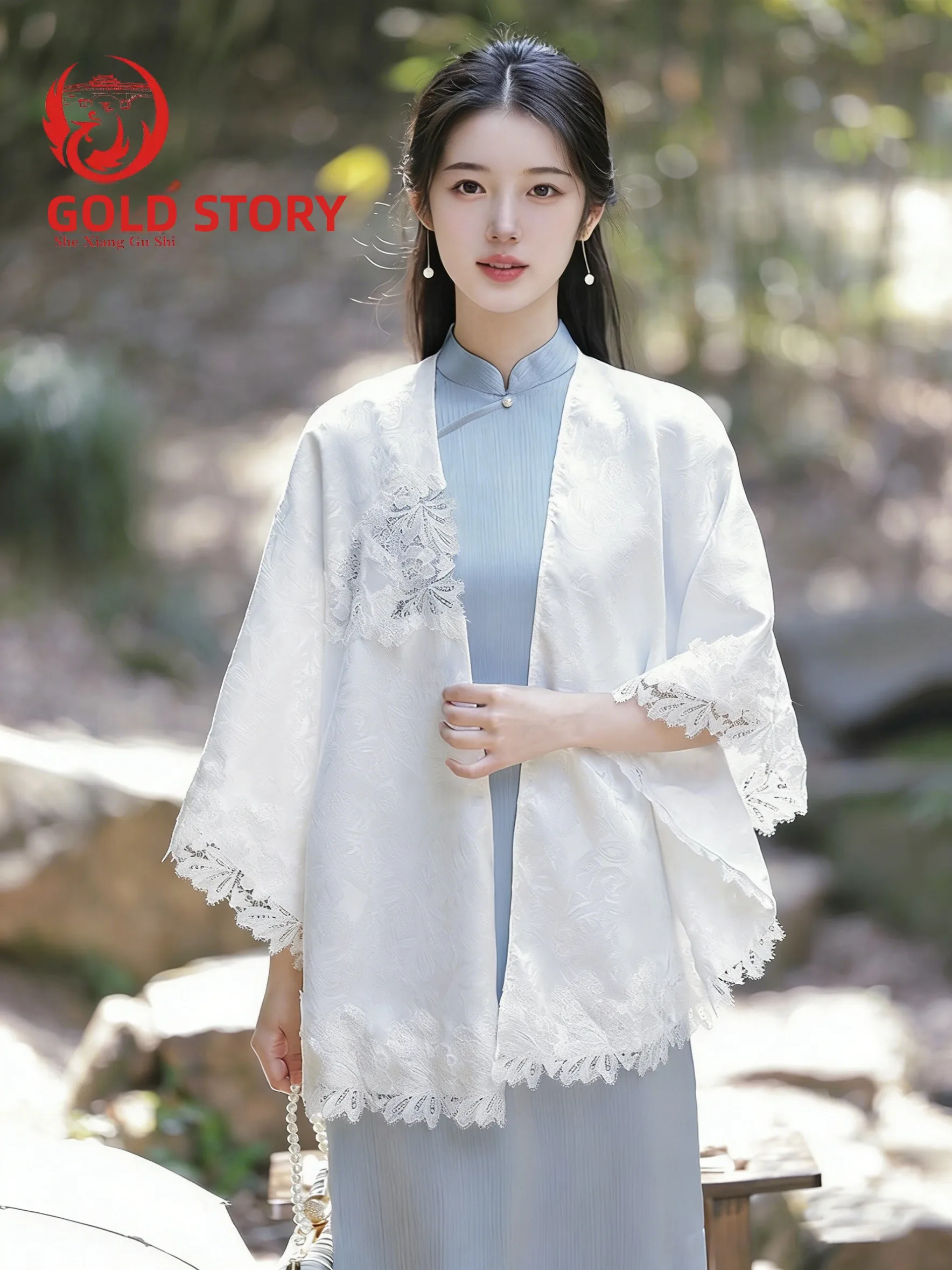 レトロ刺繍レーストリムショルダーショール女性の上着薄いカーディガン春夏の新しい中国風のチャイナドレス衣装