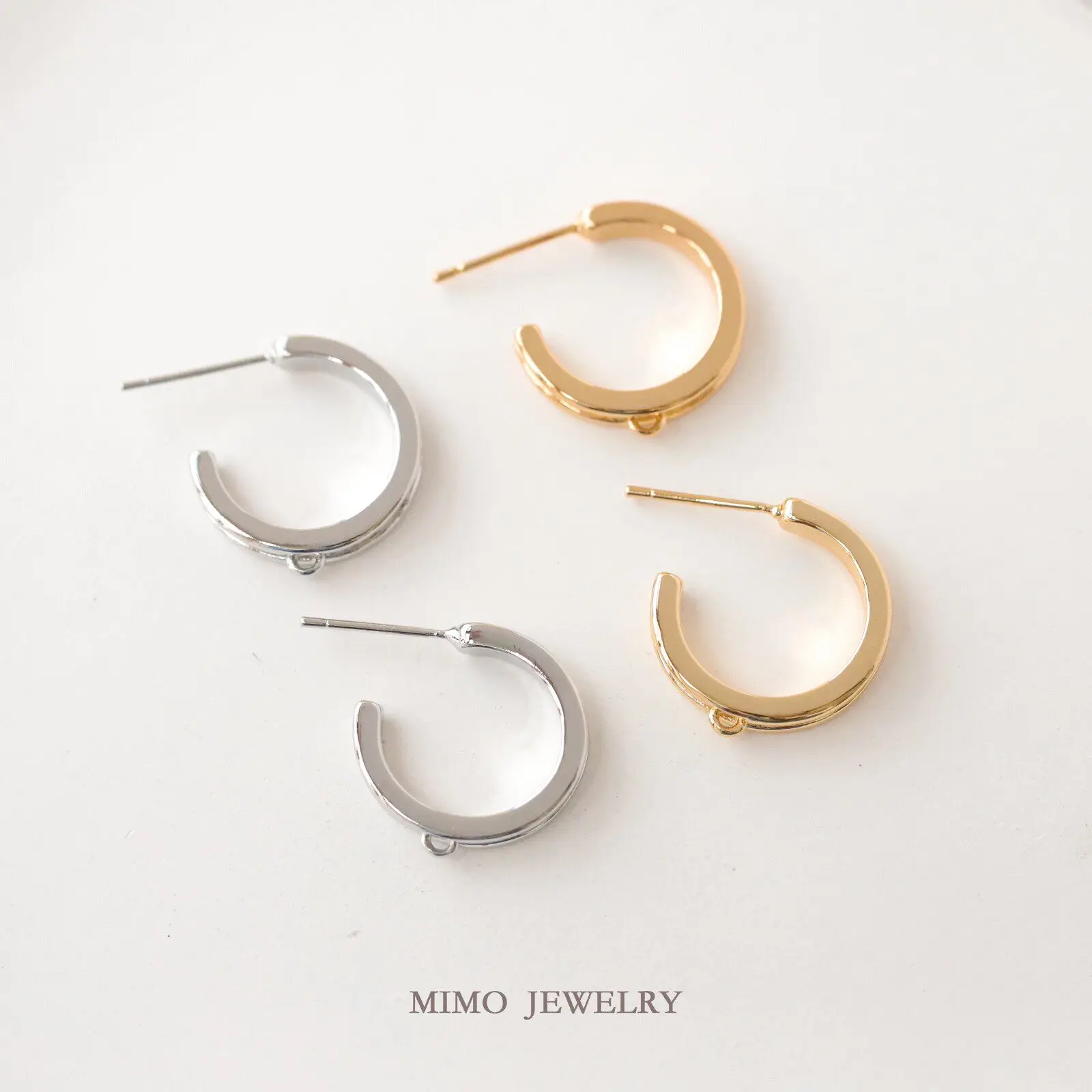 Copper Plated Real Gold Smooth Groove C Ring Stud Earrings Earrings Earrings Accessories DIY Handmade Accessories