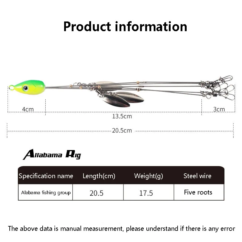 BURLE 21.5cm 18g Alabama Umbrella Fishing Rig Lure Fishing Lure Stainless Snap Swivel Spinner Sea Fishing Peche Tackle