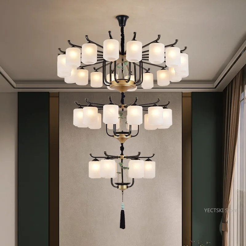 

Chinese classical living room lighting, villa duplex, mid floor, antique style dining room lighting, retro pendant light