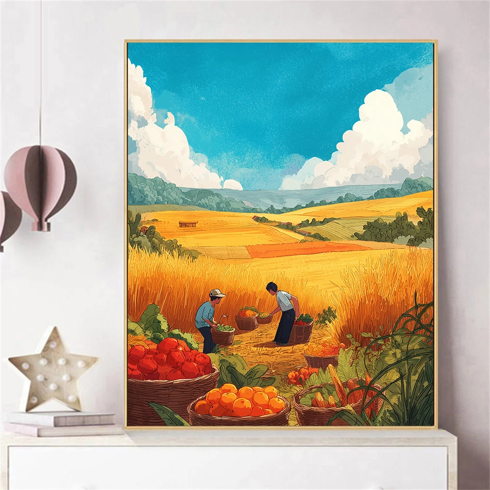 Painting by Numbers For Adult Farmers are harvesting fruit Dropshipping Canvas Oil Paint by Number Home Decor