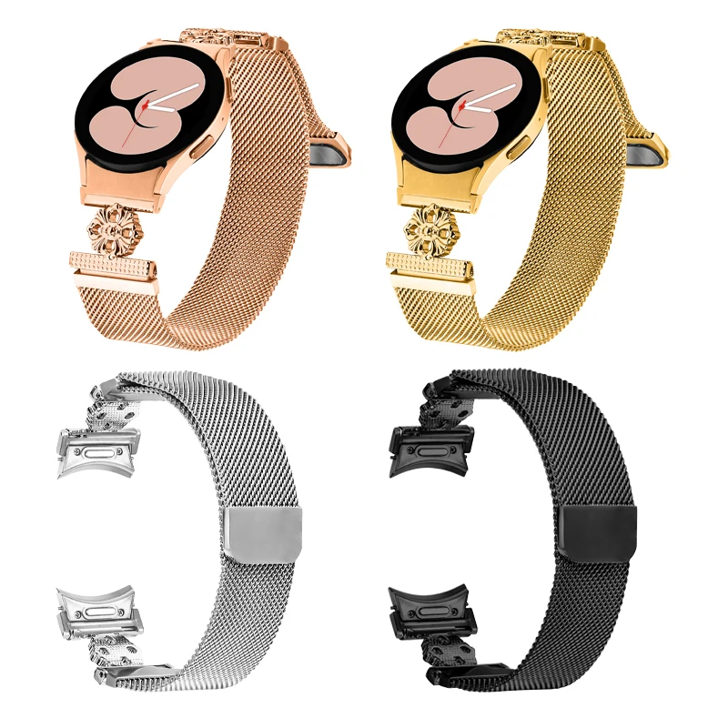 Quick fit milanês sem lacunas banda para samsung galaxy watch7 6 5 4 banda pulseira milanesa galaxy watch6 5 4 pulseira de laço magnético