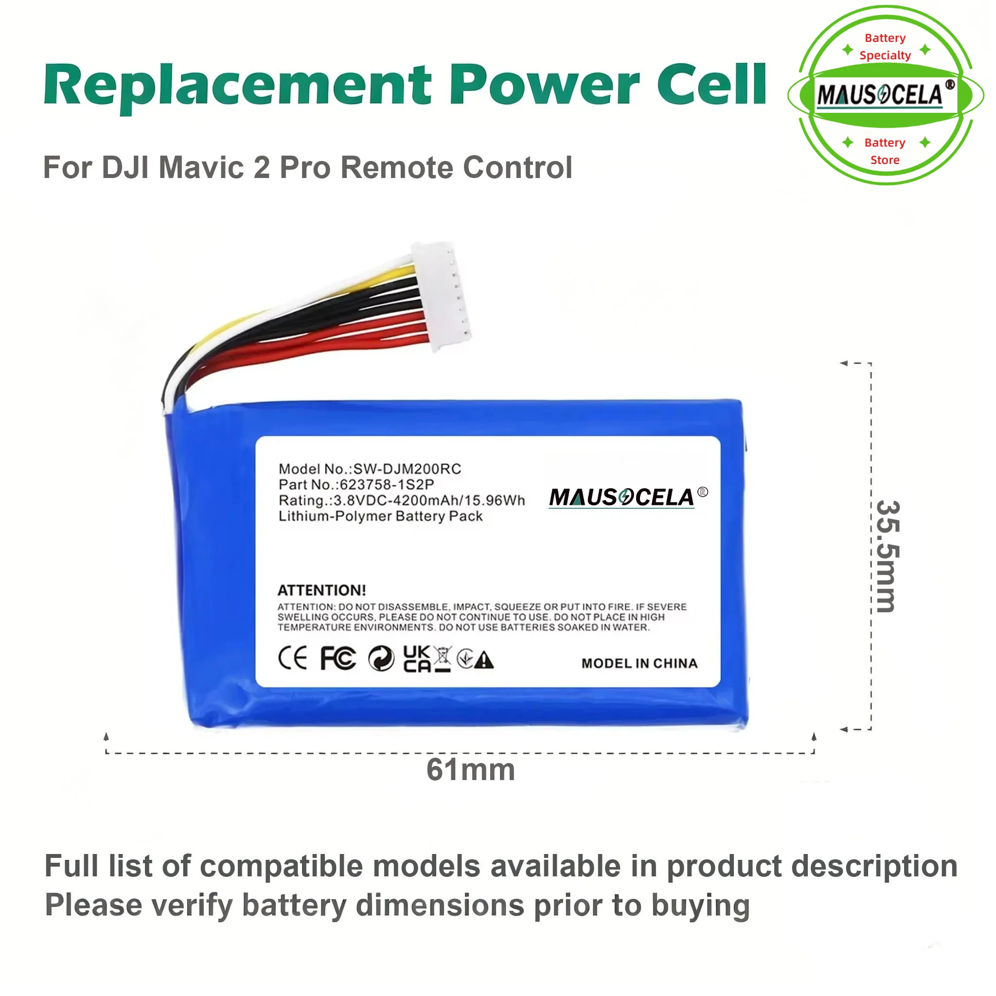 4200mAh Drones Remote Controller Battery  623758-1S2P for DJI Mavic 2 Pro 3.8V