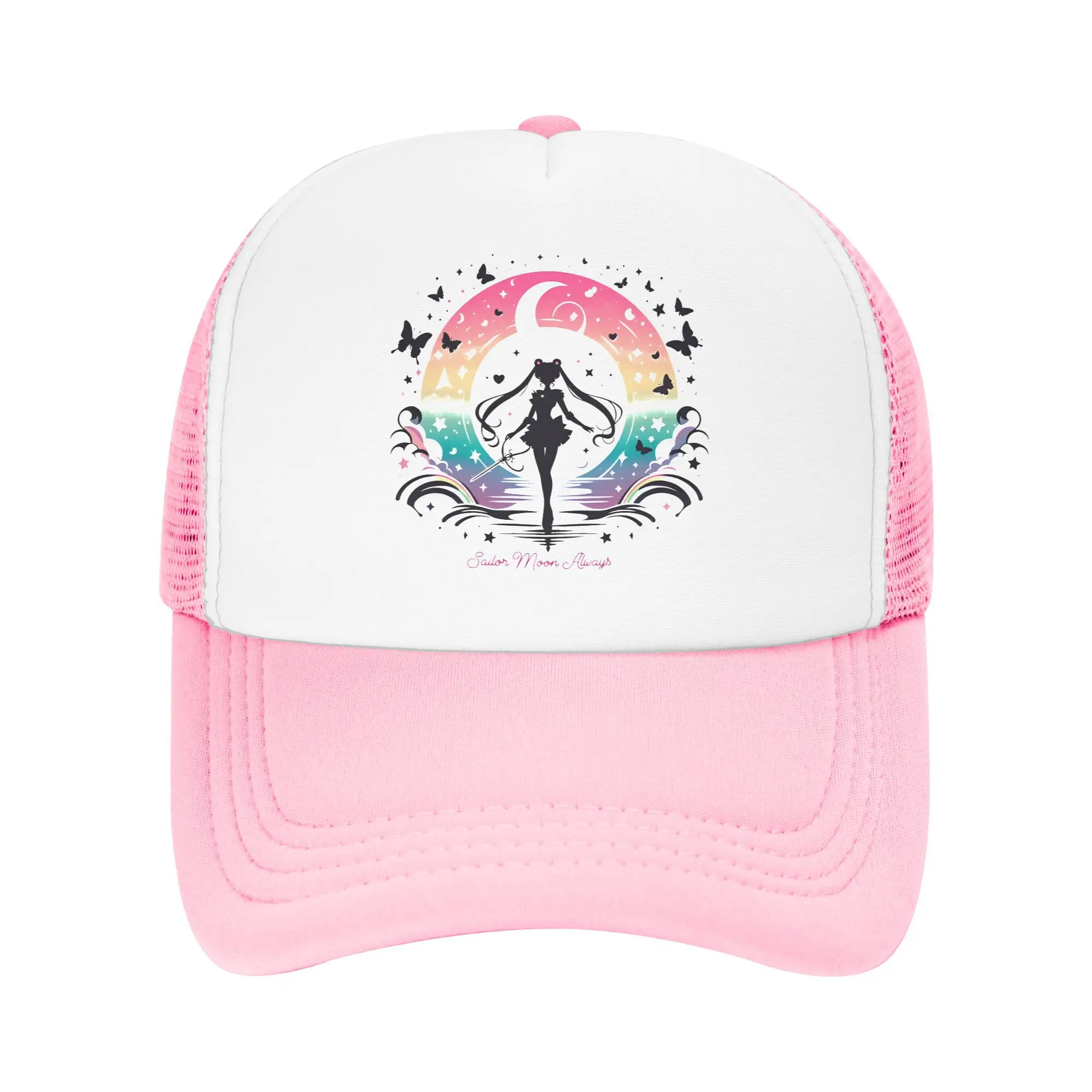 

Sailors Moons Luna girls anime Mesh Trucker Hat Vintage Summer Breathable Mesh-back Sun Caps Adjustbale For Casual Headwear