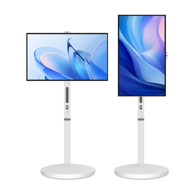 32 Inch 4k Wireless Moveable Display Portable TV 4-7H  Life Type C Fast Charging White 1300W Camera Mike