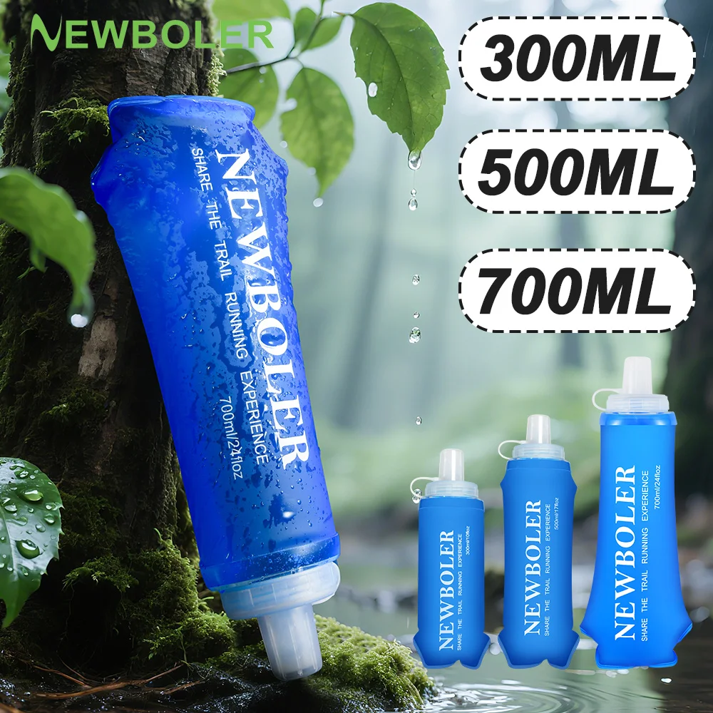 NEWBOLER 300/500/700ML Water Bottle TPU Folding Soft Bottle Outdoor Sport Water Bag Collapsible Water Bottle Running Camping