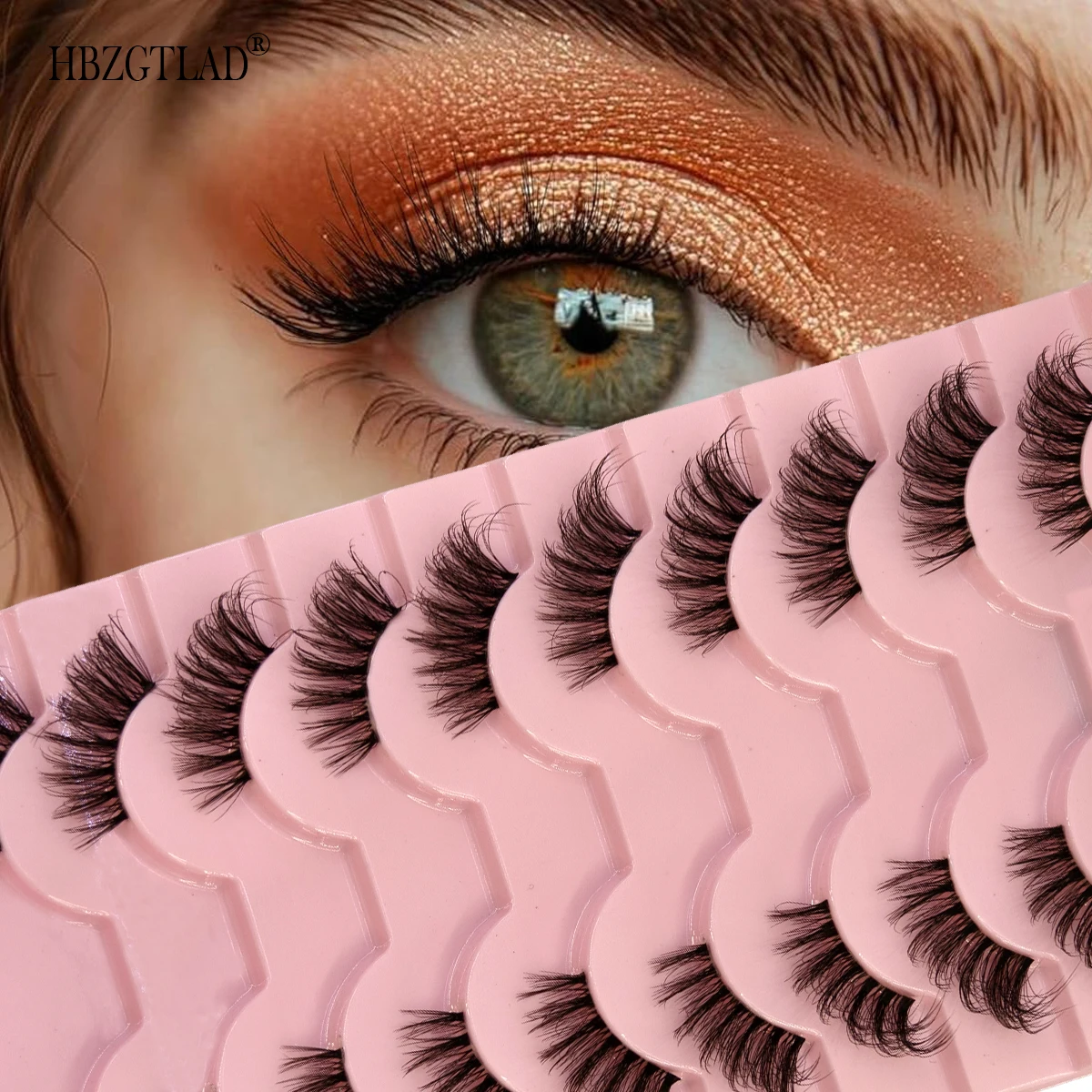 HBZGTLAD 10 Paar synthetische 3D-Nerzwimpern, hochwertige Extension Soft Makeup Medium halbnerz natürliche lange Wimpern