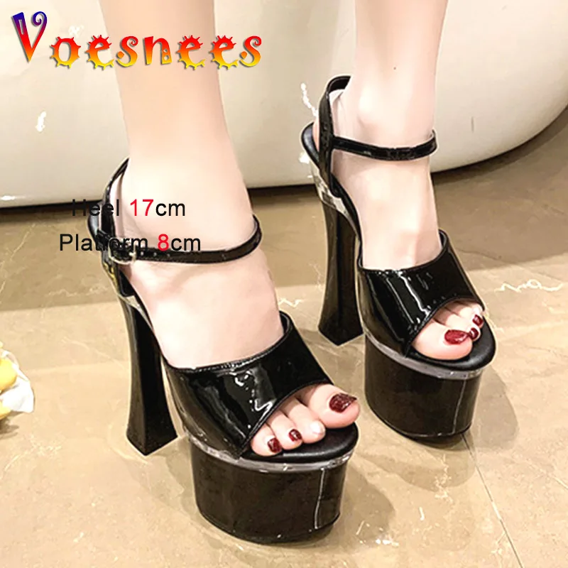 Women Platform Sandals 17CM Simple Style Party High Heels Sexy Pole Dancing Shoes Summer Models Walking Show Pumps Plus Size 43