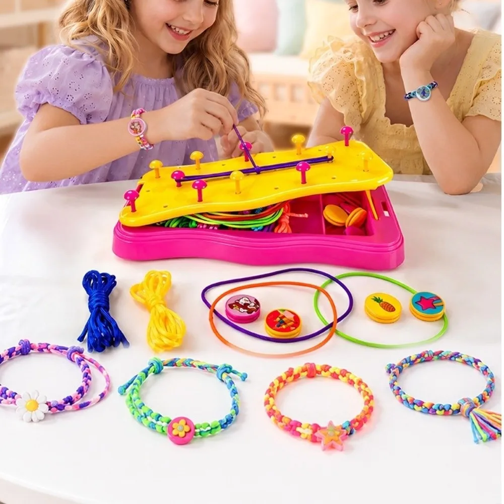 Puzzle Umbrella Rope Bracelet Weaver Set Hand Rope Weaver Colorful Rope Bracelet Making Kit Pretend Play Easy To Use