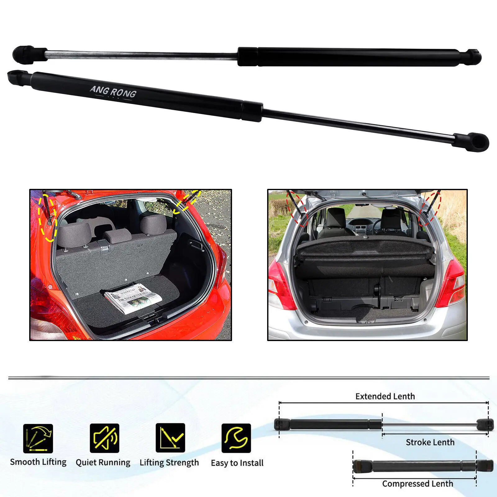 Tailgate Boot Trunk Gas Struts 689500D020 For Toyota Yaris Vitz Hatchback 05-11