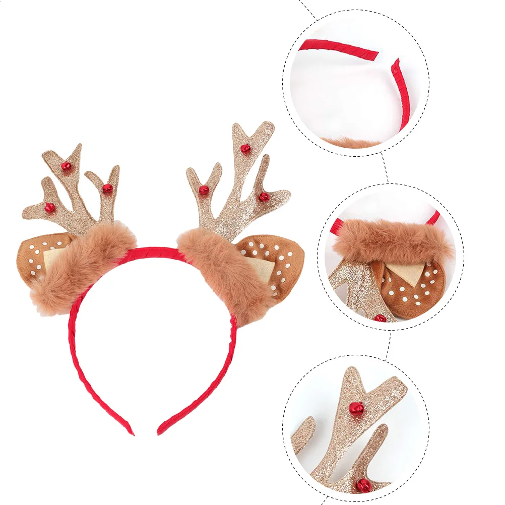 

2Pcs Christmas Reindeer Antler Headband Xmas Hair Hoop Party Headdress Xmas Hair Accessories Festival Supplies