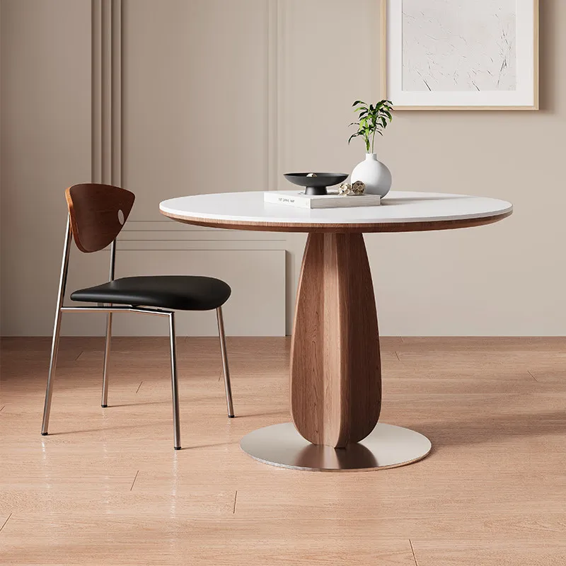 Walnut sofa color Yinuo rock slab round table negotiation table medieval round dining table