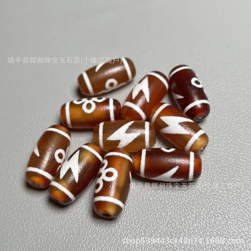 Old Patina-Infused , Jade Loose , Tiger'S Tooth Dzi Beads, Spacers, Bead Containers, Jewelry Accessories, Bea