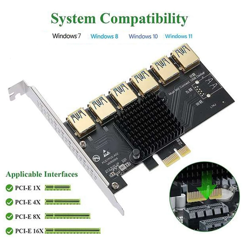 Pci Express Multiplier Pcie 1X To 4 5 6 USB 3.0 Expansion Card Pcie 1 To 4 Hub Riser 009S Pci Express X16 For BTC Mining