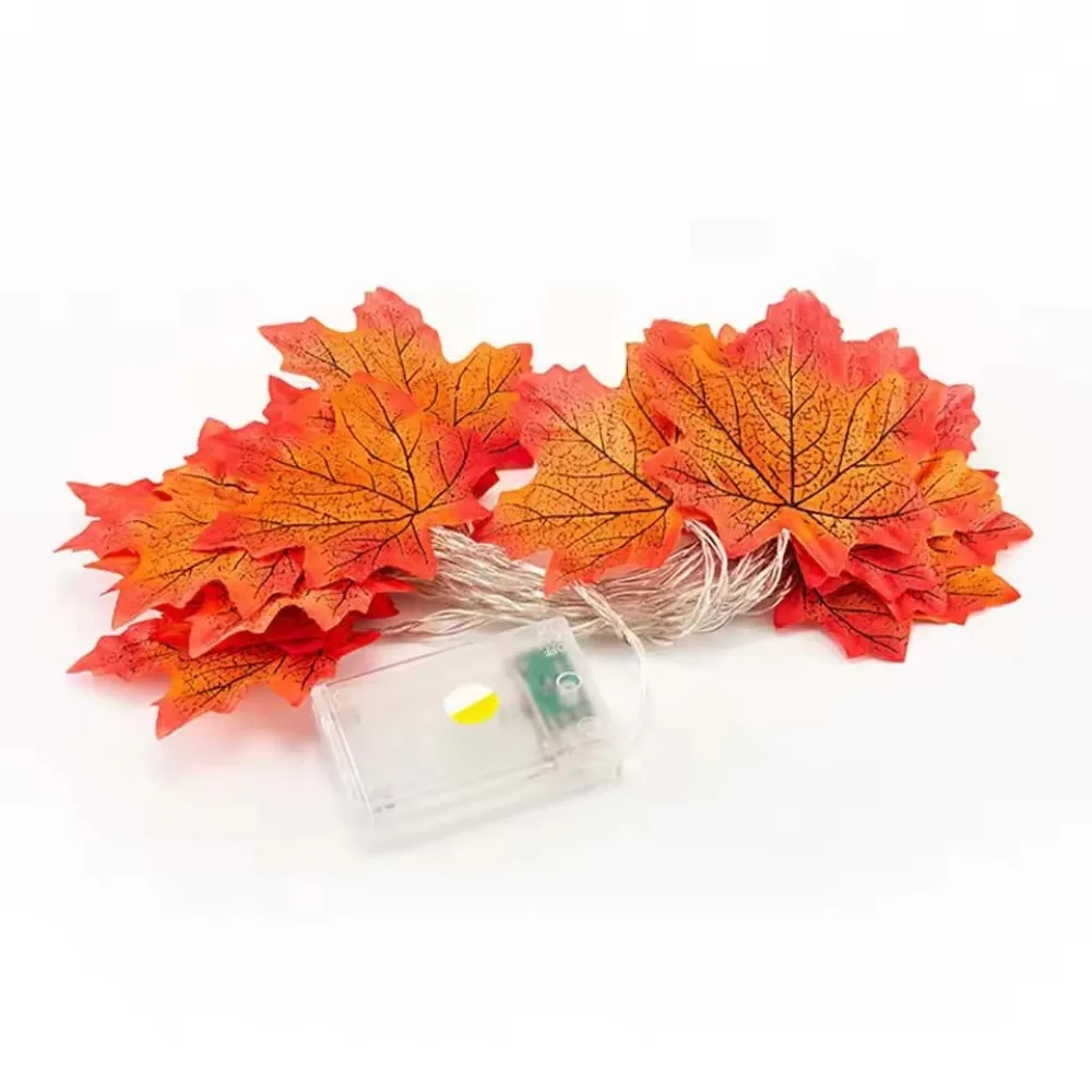 Red Leaf Design Maple Leaf String Lights Warm Ambiance Lantern Design LED String Lights Artificial Maple Leaf Holiday Lighting