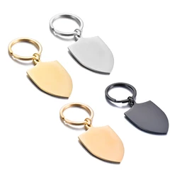 5PCS Fashion High Quality Polished Stainless Steel Key Chain Warrior Shield Charm Medallion Keyrings Birthday Gift 4Colors