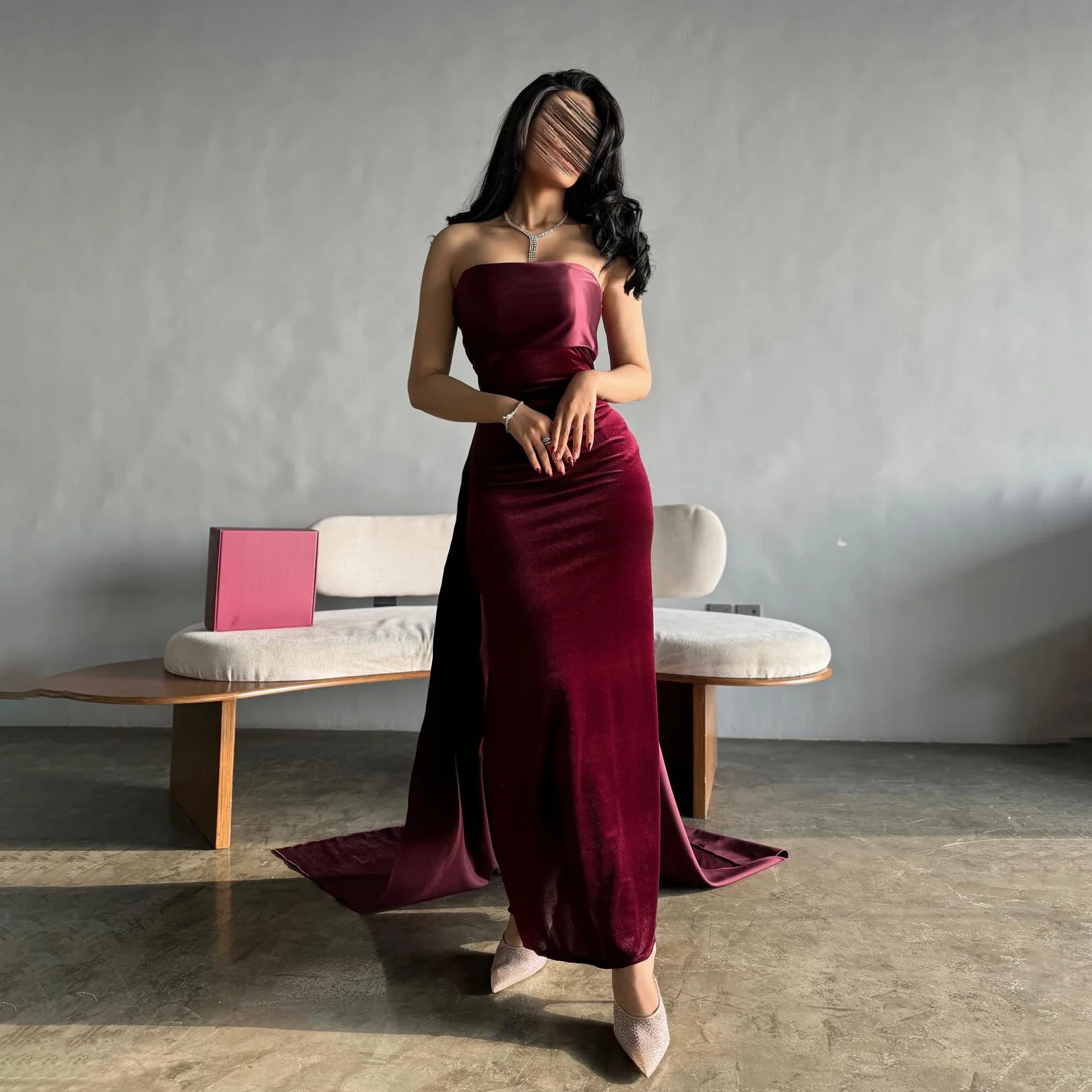 

OEING Strapless Luxury Garden Evening Dresses Mermaid Sleeveless Formal Birthday Floor Length Elegant Prom Gowns Party Women