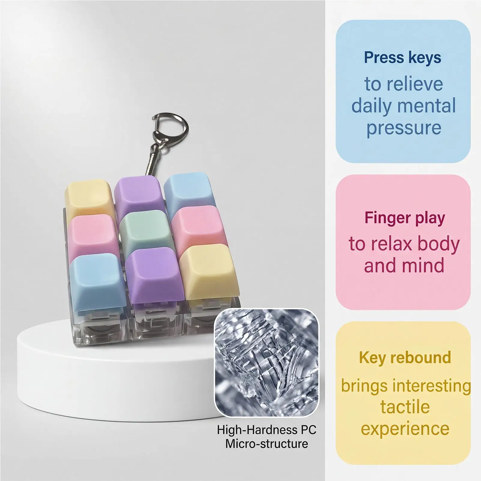 

Keychain Fidget Toy Mini 9-Key Keyring Bag Pendant Fidget Clicker Keychain For Men Women Boys Girls Youth Teens Son Daughter