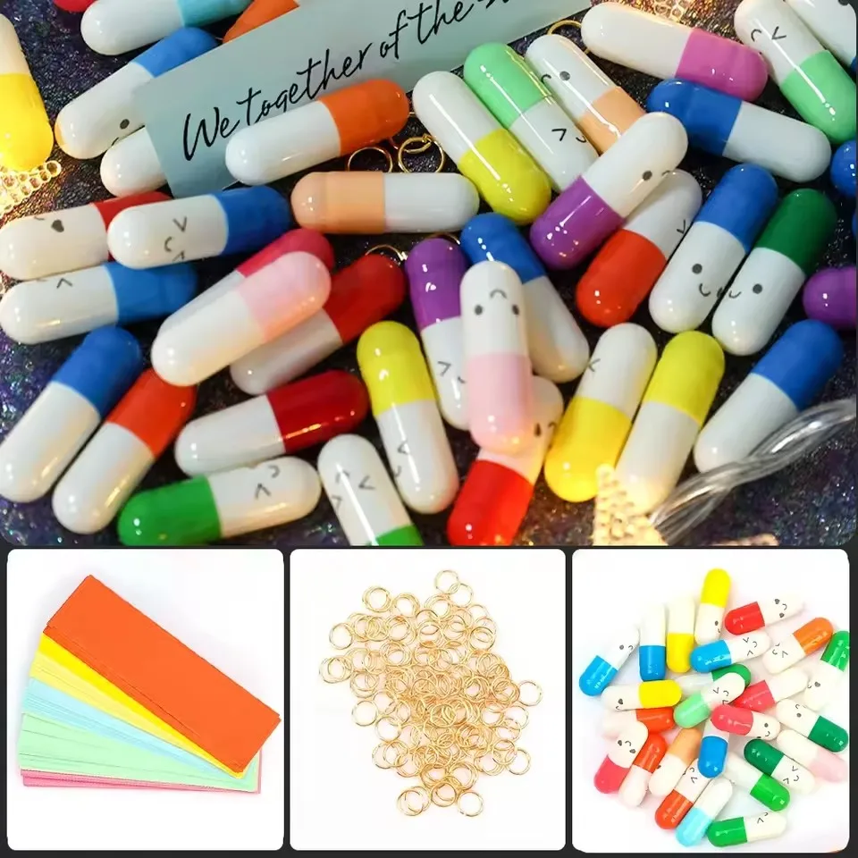 1000pcs Kawaii Children Mini Emoticon Smile Pills Love Blank Message Capsule Envelope Letter Paper Student Writing Paper