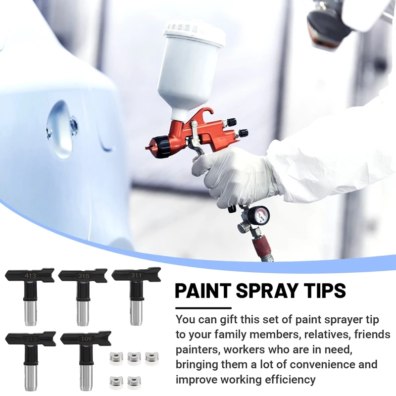 PORK-5 Stück Sprühspitzen, umkehrbare Sprühspitze, Airless-Spritzdüsen für Airless-Spritzmaschine (109, 213, 311, 315, 413)