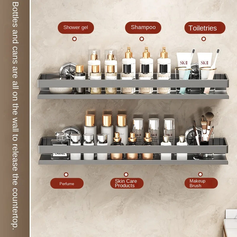 For spices, no drilling requir Kitchen suction cup storage rack, wall-mounted seasoning bottle box, multifunctional storage rack