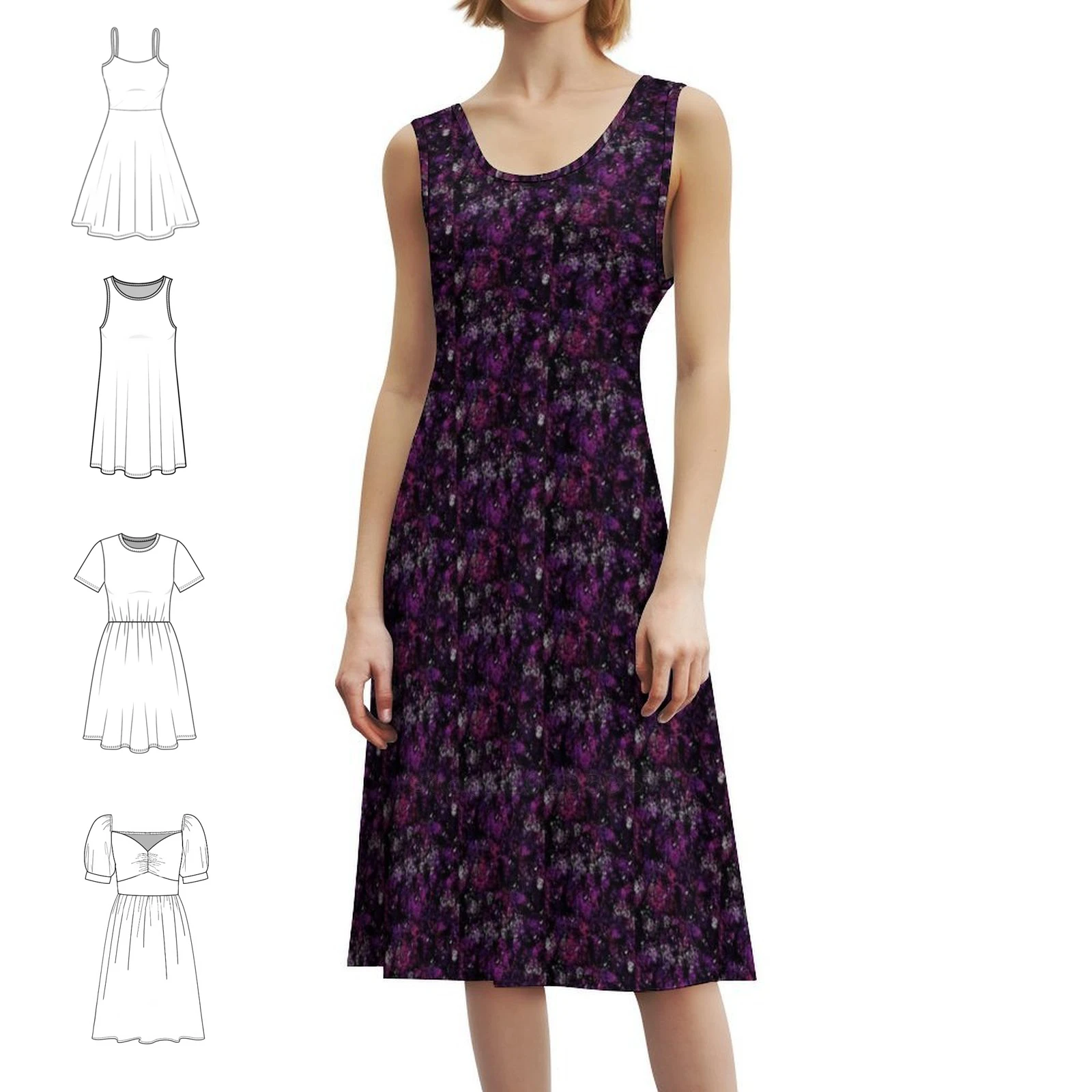 

Magenta & Violet Splatter Painting Women's Hip Hop Streetwear Dress Graphic Print Party Club Wear Magenta Pink Purple Violet