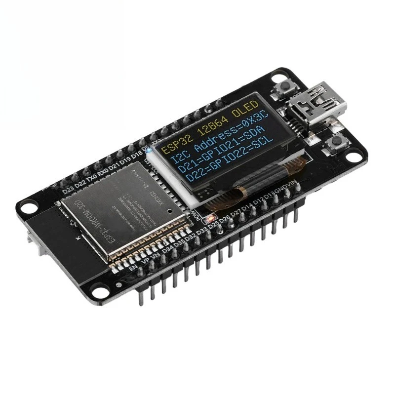 ESP32 ESP-WROOM-32D WIFI Development Board Module Ch340C Yellow-Blue Display with 0.96-inch Oled Screen 30-Pin Demo Board