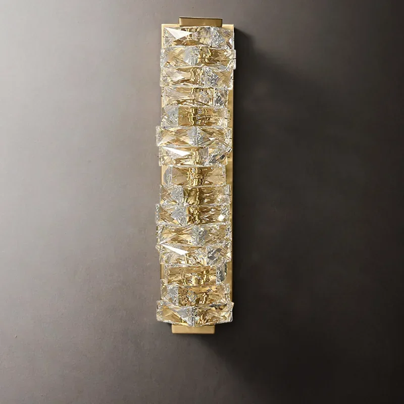 

Light luxury all copper crystal wall lamp, post-modern minimalist bedroom bedside lamp, living room TV background wall lamp