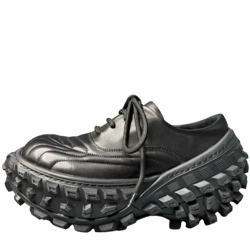 

European/American Genuine Leather Casual Personalized Designer Thick Bottom Shoes for Men's Comfortable Height Increasing Shoes