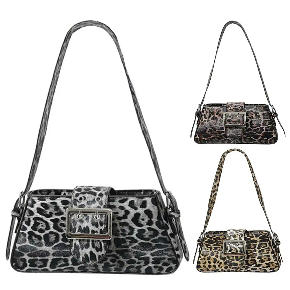 Bolsa de ombro com estampa leopardo para mulheres, fecho de correr elegante bolsa axilas grande capacidade, bolsa com aba elegante, viagem ao ar livre, moda