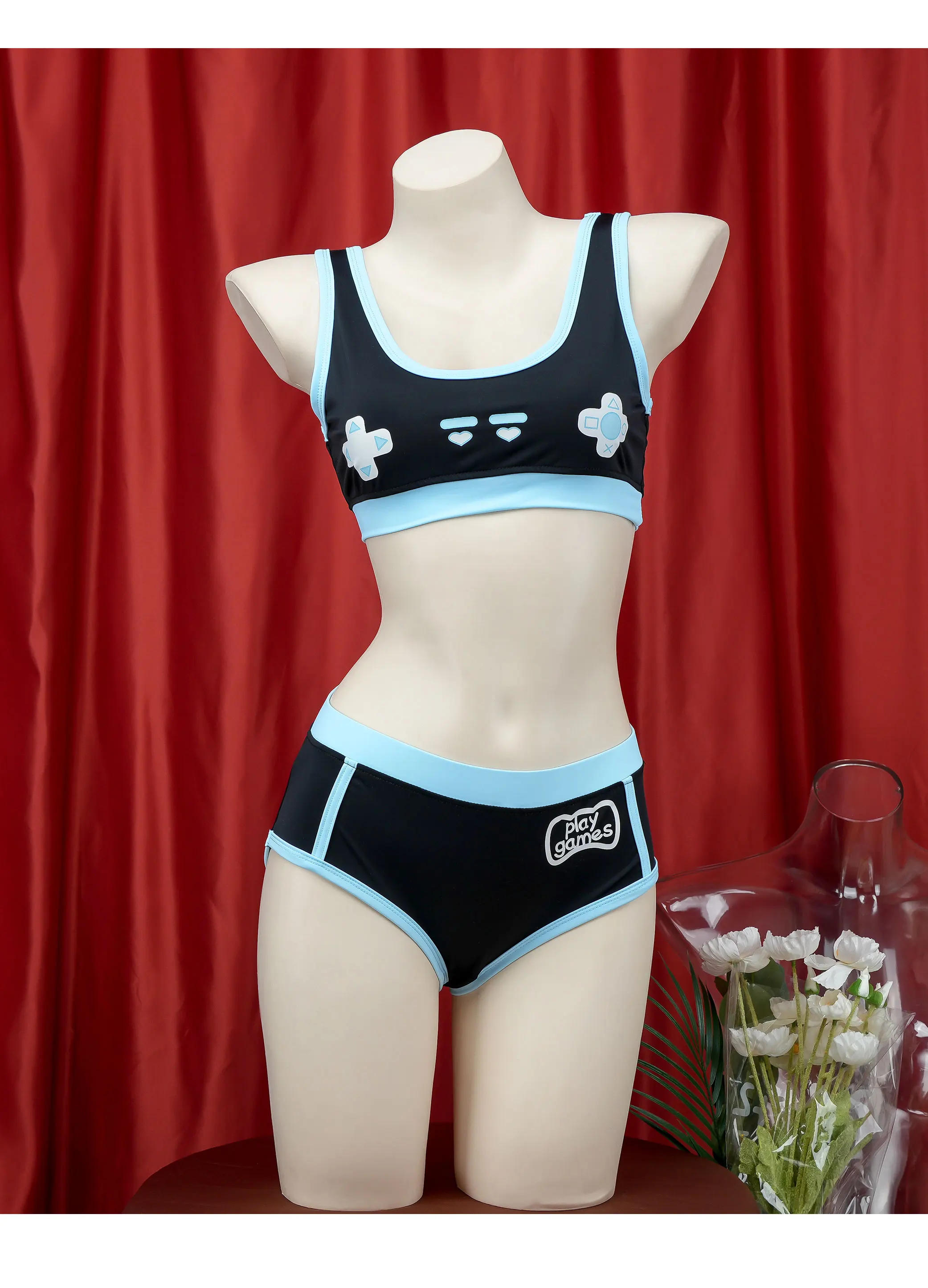 AniLV Cute Girl GamePad Prints Swimsuit Women Swimwear Costume Cosplay