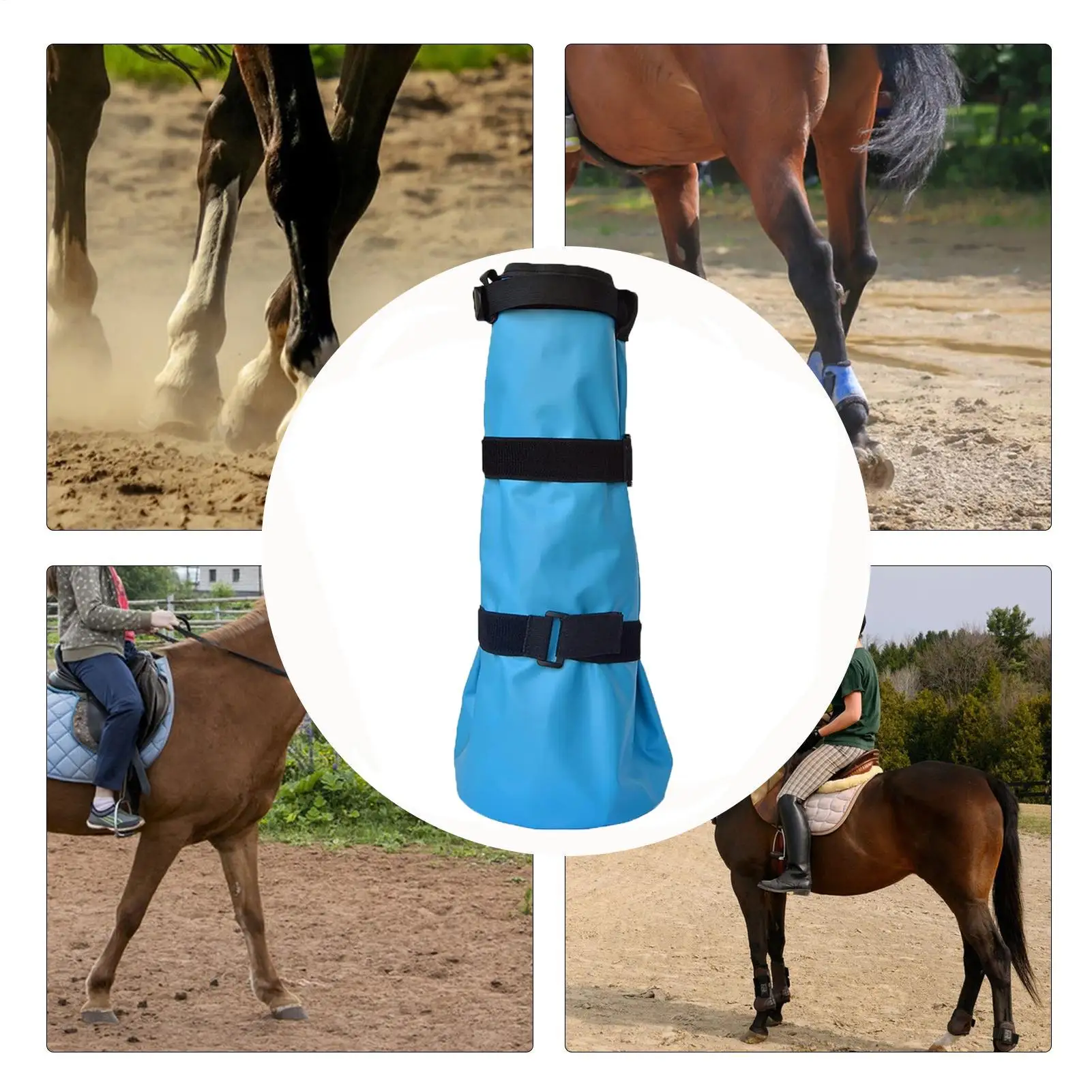 أحذية حافر للخيول حوافر الرعاية دلو مع وسادة إيفا كيس تمرغ الحافر مع الأشرطة لكشك المراعي المستقرة مزرعة الرعاية اليومية #4