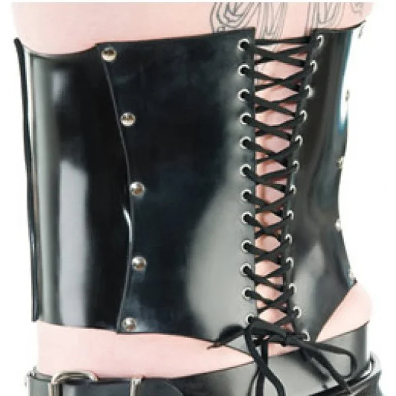 Latex Corsets With Belts Buckles Lacing Back Rivets Rubber Bustiers Top Clothing Party