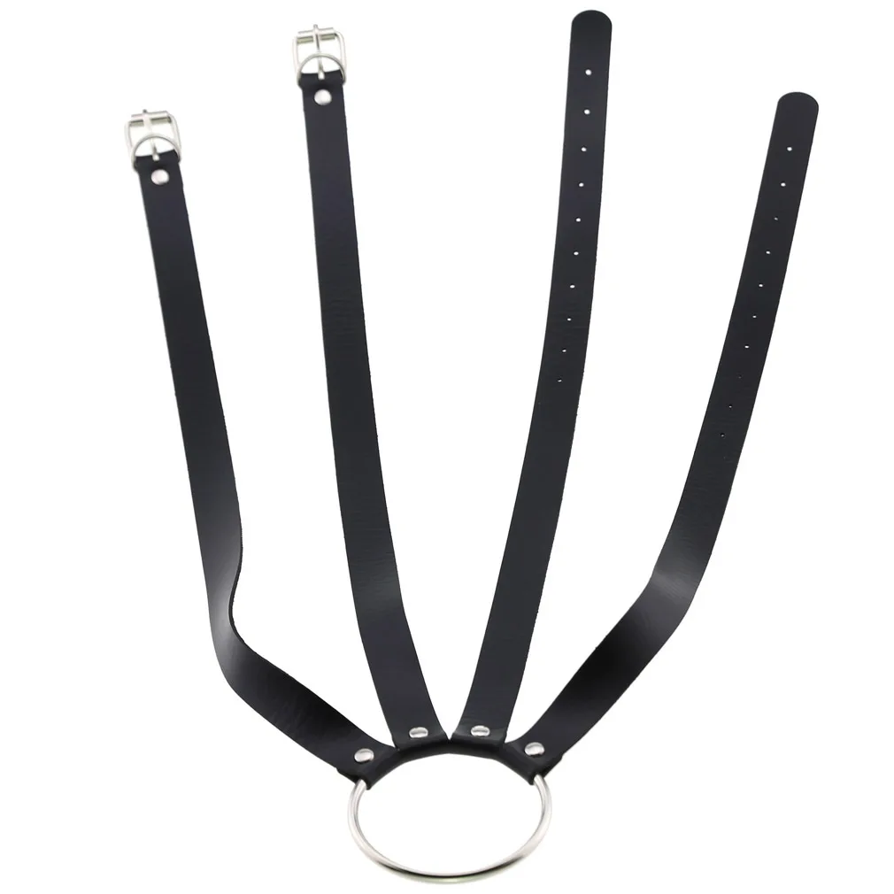 Men and Women Sexy PU Leather Breasts Muscles Shoulder Waist Straps Abdominal Straps, Punk Gothic Large O-shaped Body Straps