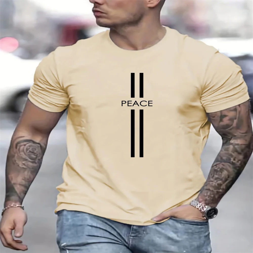 3D Peace Print Men's Graphic Design Crew Neck Active T-shirt Casual Comfy Ventilate Tees Tshirts For Summer Men's Clothing Tops