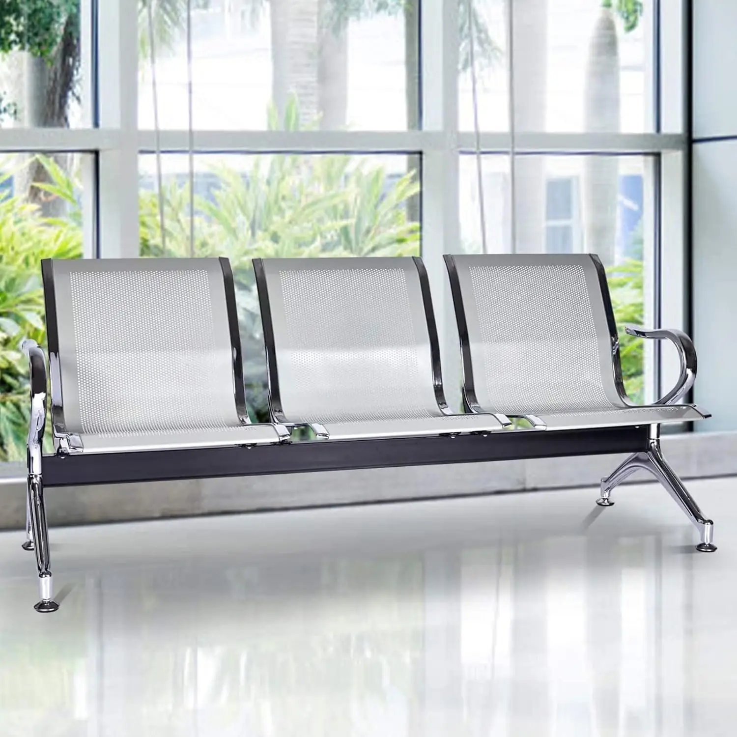 3-Seat Waiting Room Chairs - Waiting Room Chairs with Arms Airport Reception Chairs Reception Bench, Lobby Bench Seating for Off