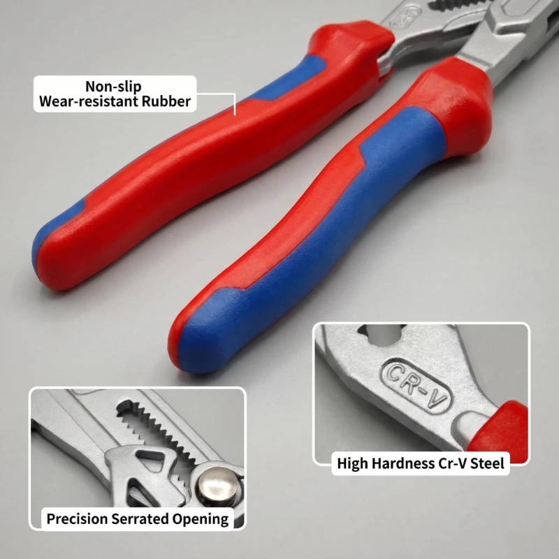 Universal Quick‑Grip Pump Pliers, Multifunctional Large Opening Pipe Wrench Plumbing Household Repair