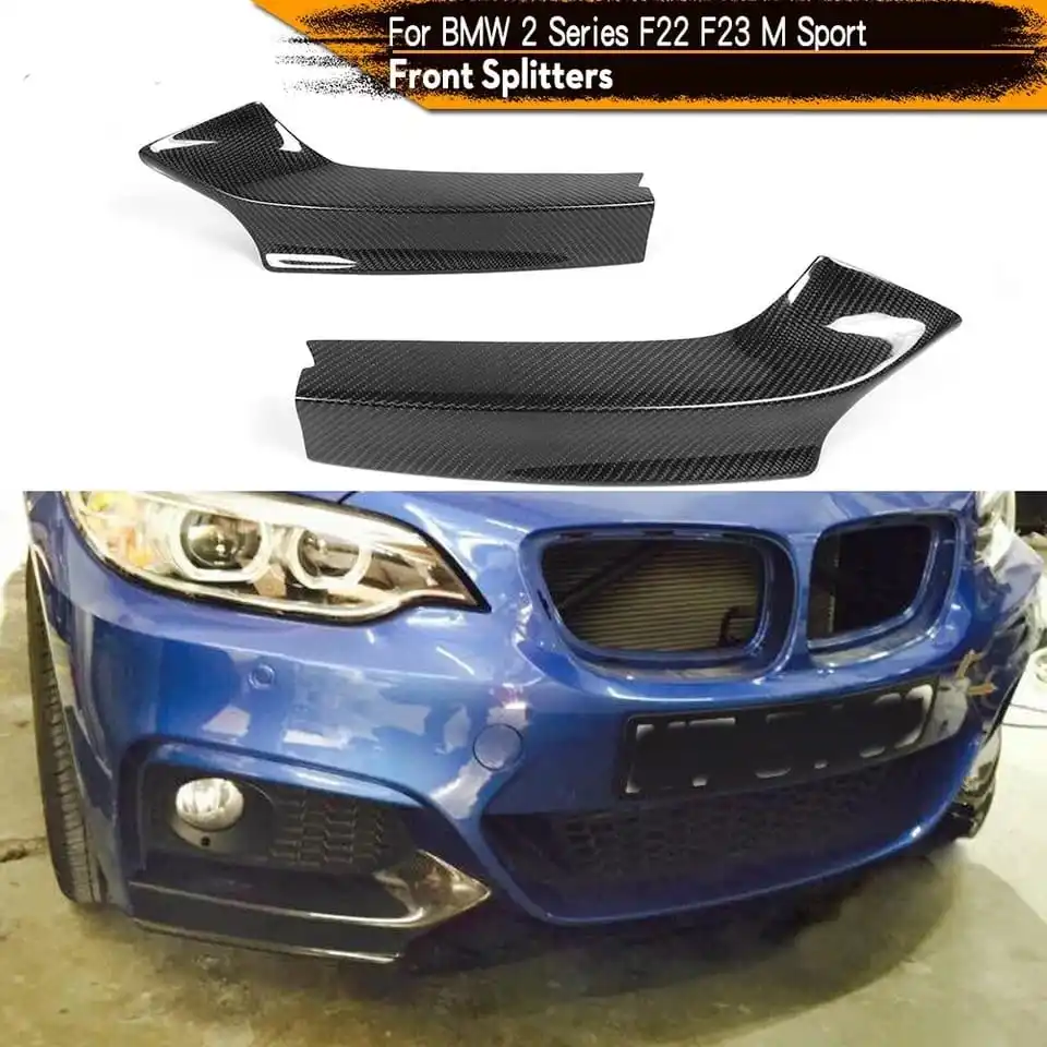 2x black car front BUMPER Splitter FOR BMW F22 - F23 2 Series 2 Dr Coupe 2014 + Bumper Spoiler Diffuser Lip flap